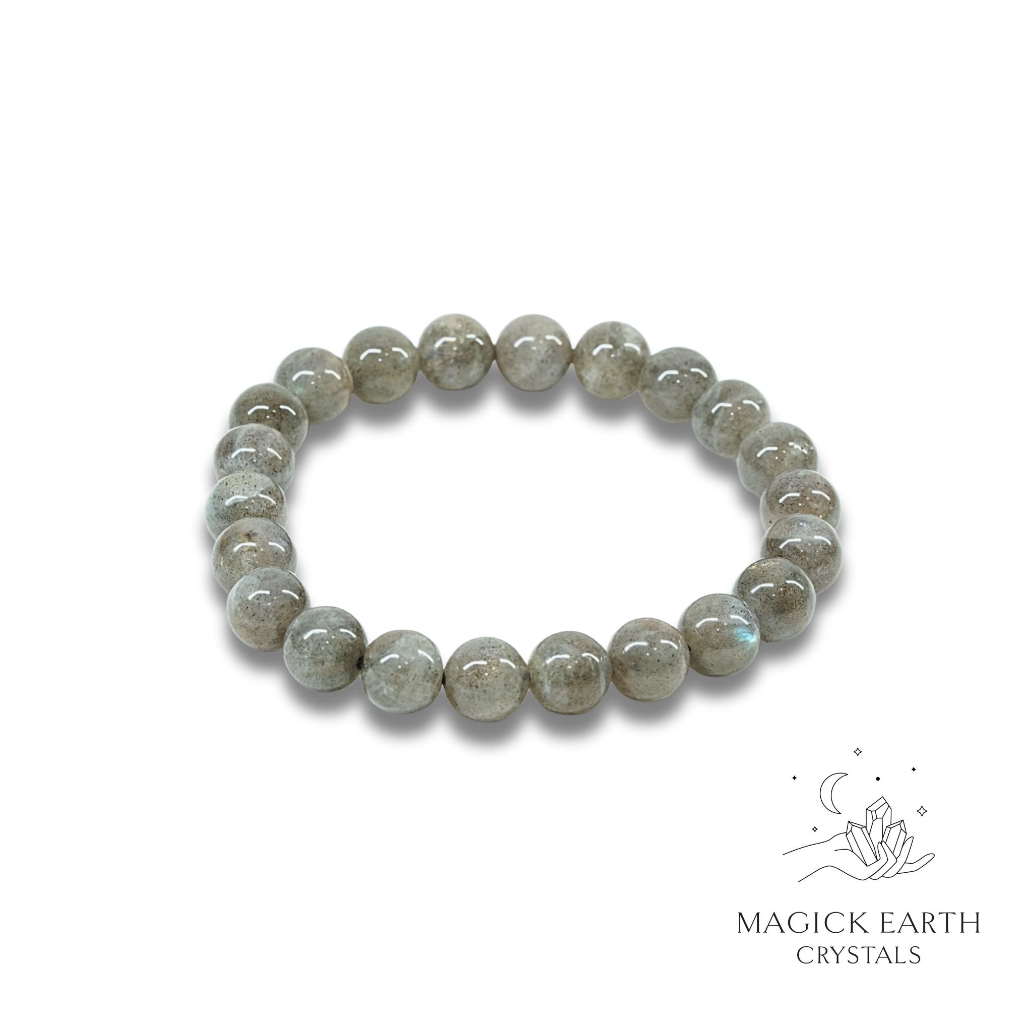 Labradorite Crystal Bracelets with 8mm Round Beads Stretch  For Magickal Protection