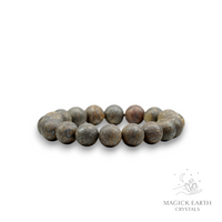 Bronzite Crystal Gemstone Bracelet with 12mm Matte Beads For Protective Presence