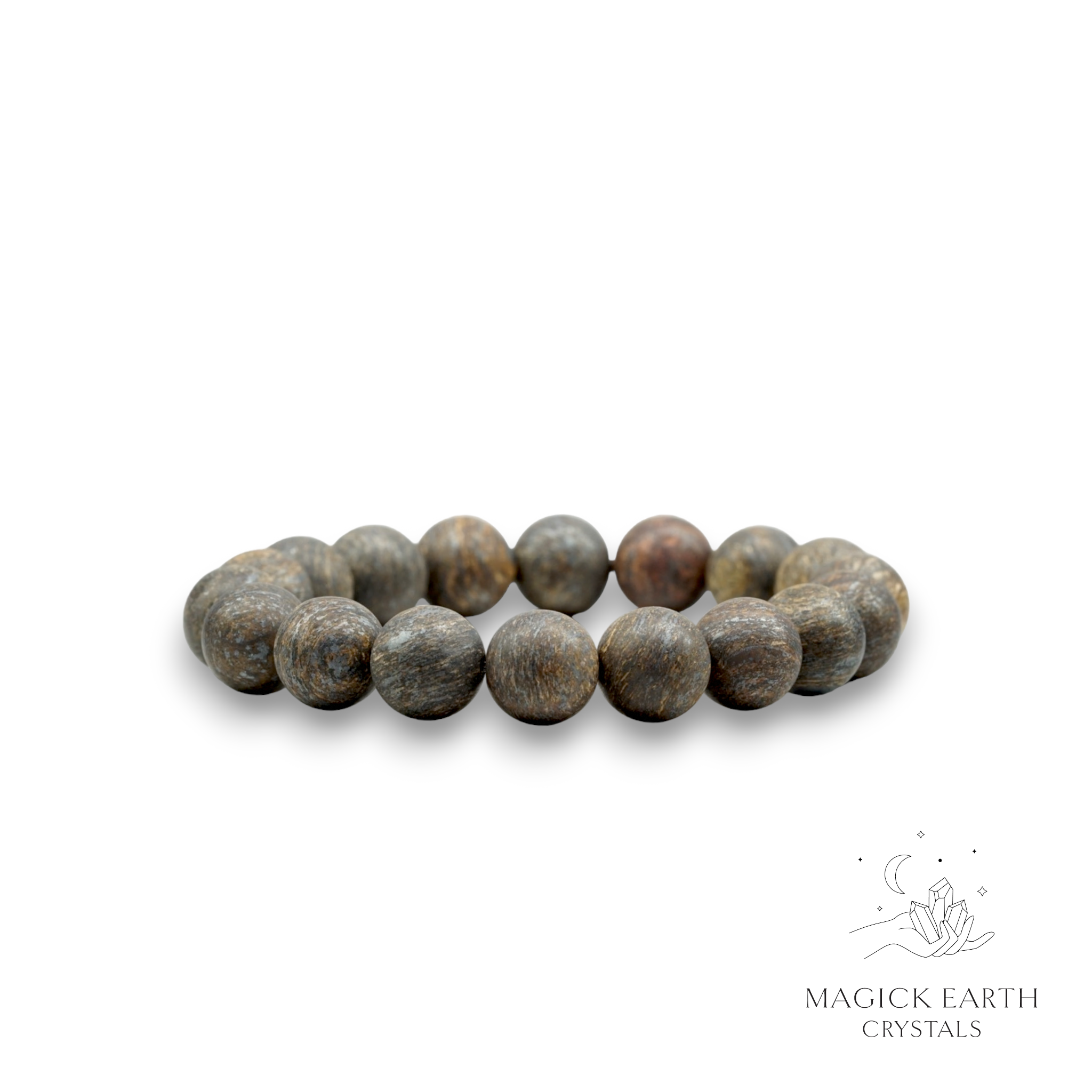 Bronzite Crystal Gemstone Bracelet with 12mm Matte Beads For Protective Presence