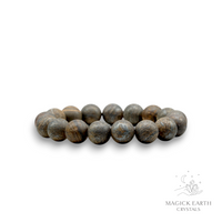 Bronzite Crystal Gemstone Bracelet with 12mm Matte Beads For Protective Presence