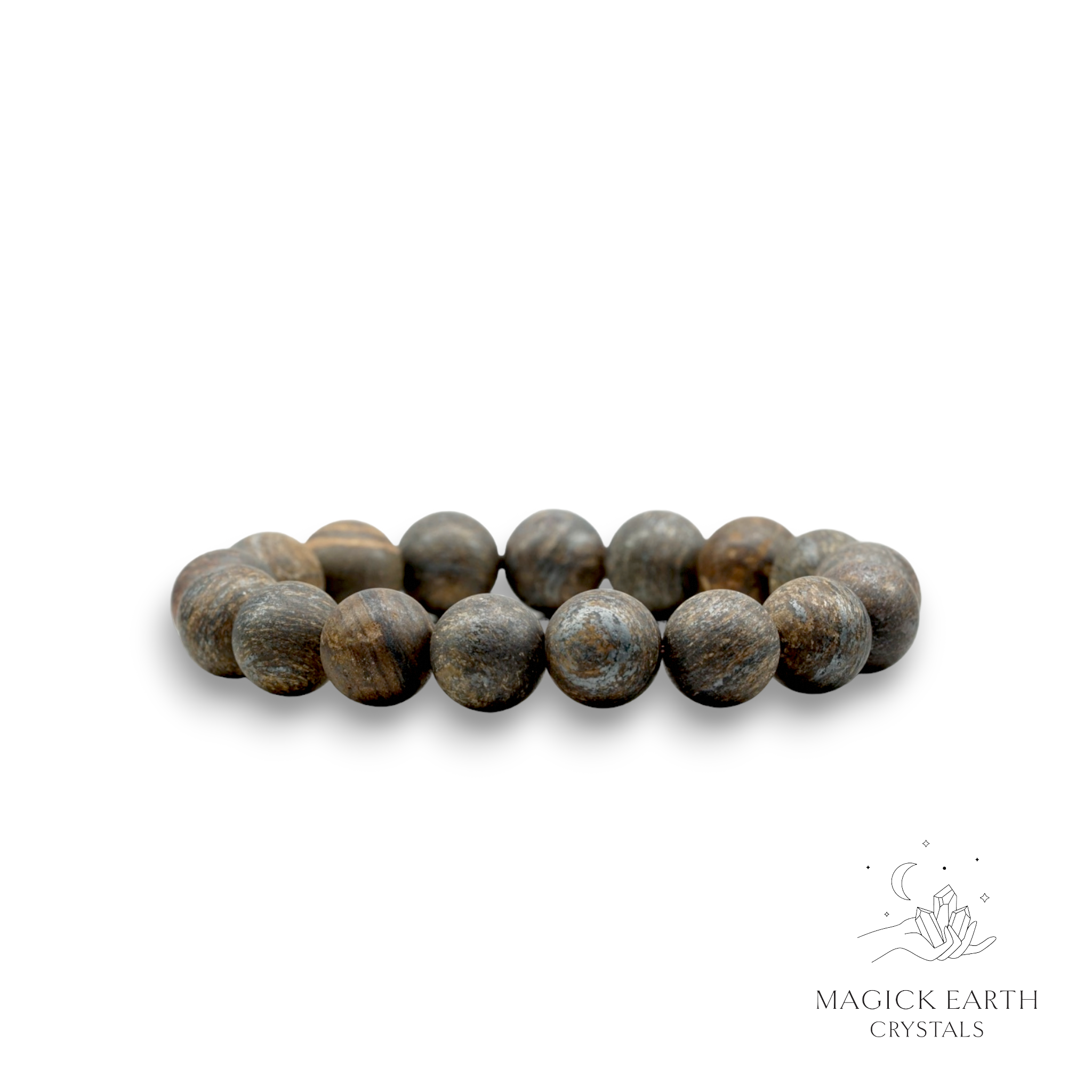 Bronzite Crystal Gemstone Bracelet with 12mm Matte Beads For Protective Presence