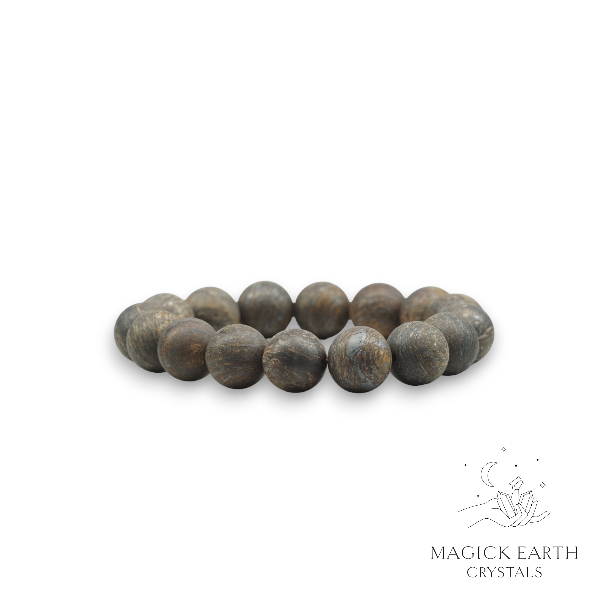 Bronzite Crystal Gemstone Bracelet with 12mm Matte Beads For Protective Presence