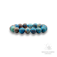 Chrysocolla Crystal  Bracelet With 12mm Matte Beads For Empowered Calm