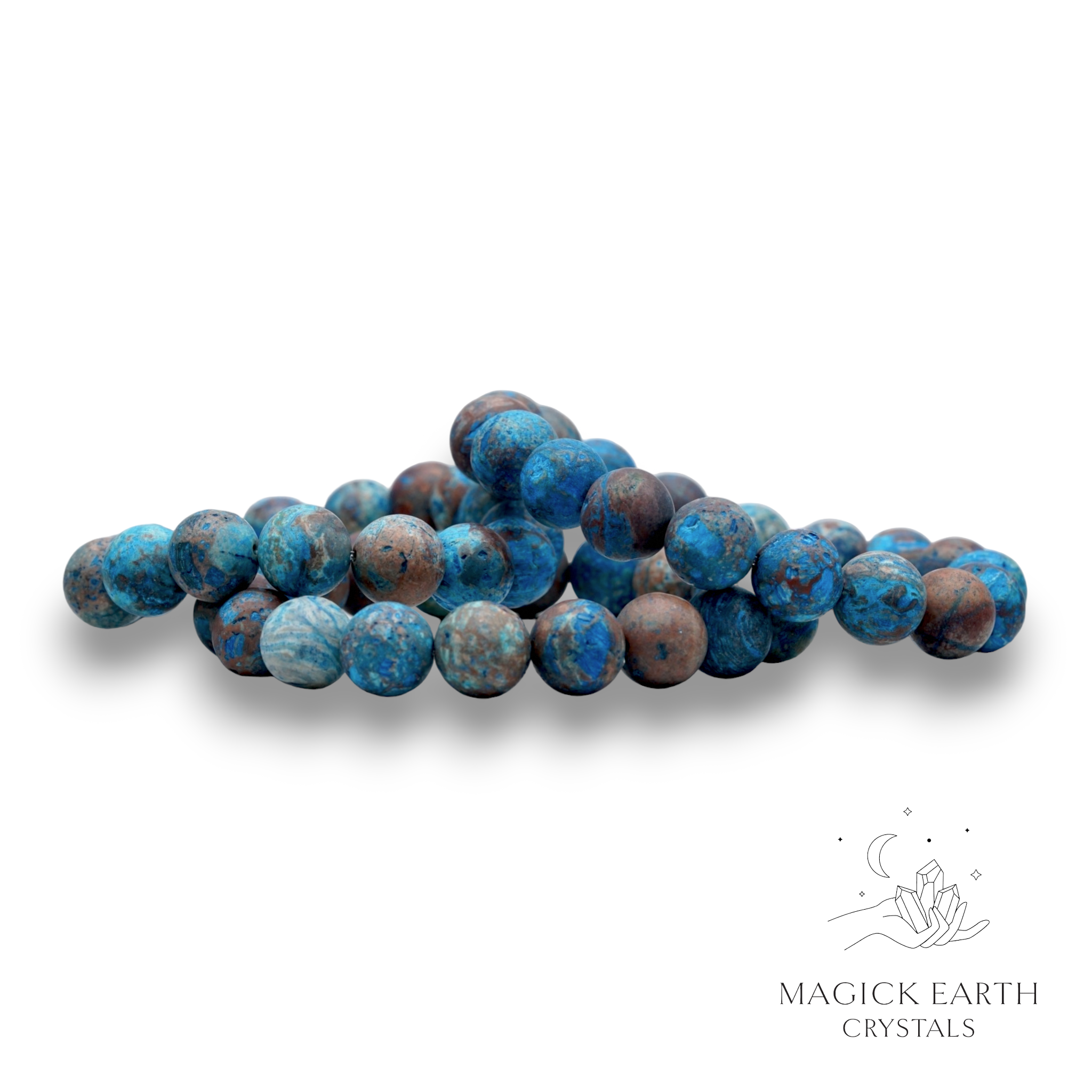 Chrysocolla Crystal  Bracelet With 12mm Matte Beads For Empowered Calm