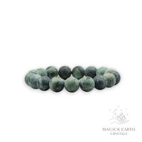 Kambaba Jasper Crystal  Bracelet With 12mm Matte Beads For Ancient Grounding
