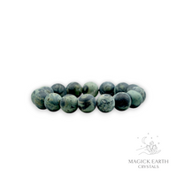 Kambaba Jasper Crystal  Bracelet With 12mm Matte Beads For Ancient Grounding