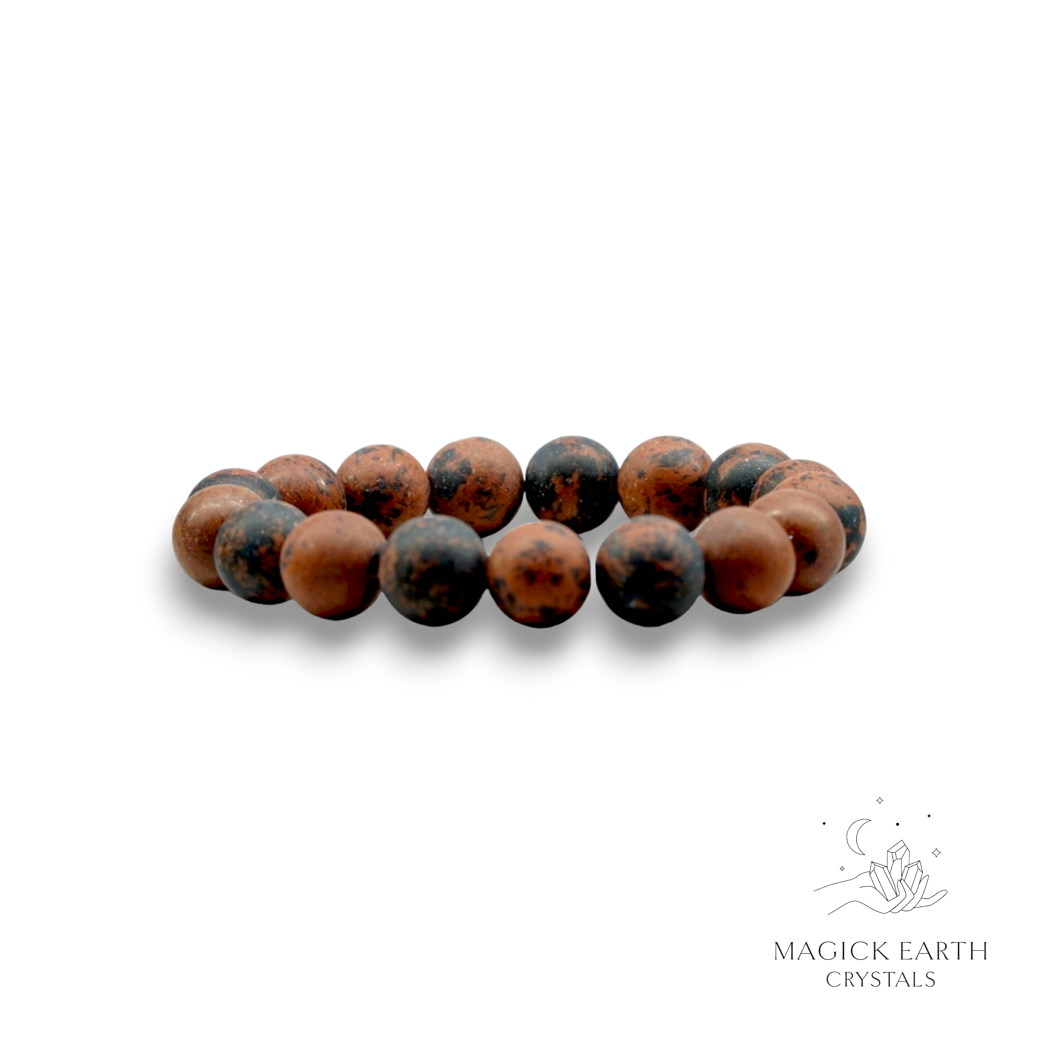 Mahogany Obsidian Crystal Bracelet With 12mm Matte Beads For Empowered Protection