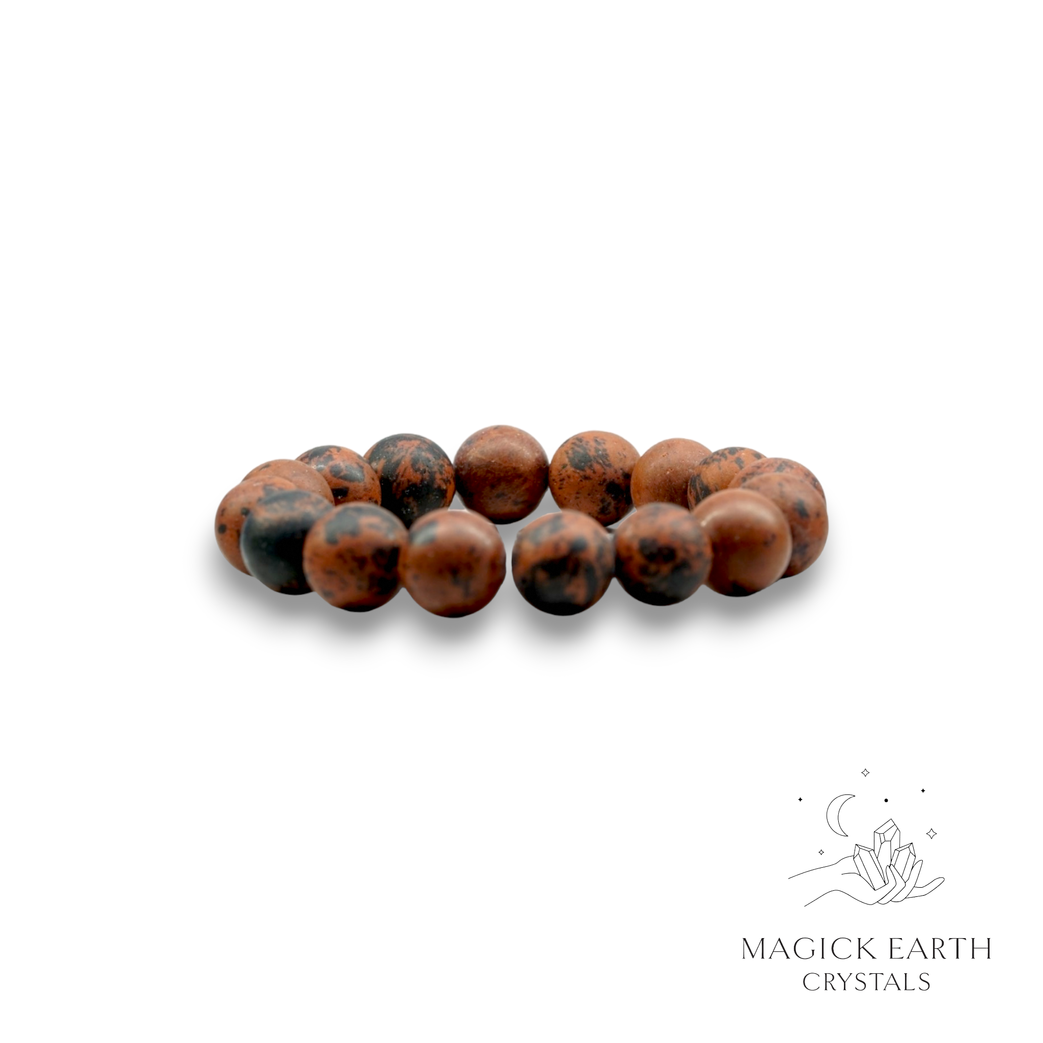 Mahogany Obsidian Crystal Bracelet With 12mm Matte Beads For Empowered Protection