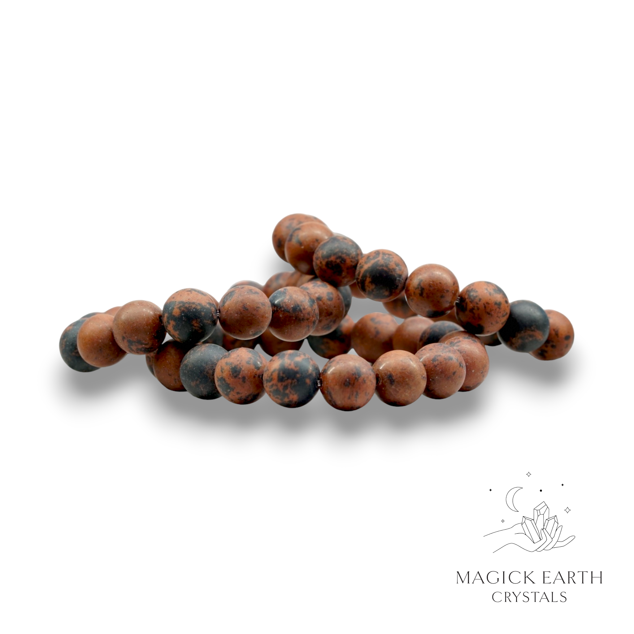 Mahogany Obsidian Crystal Bracelet With 12mm Matte Beads For Empowered Protection