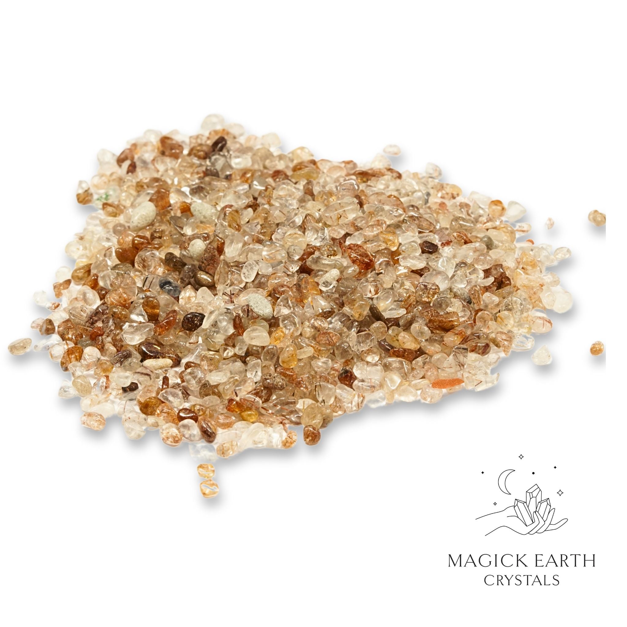 Rutilated Quartz Crystal Chips Small Mixed Colour For Amplified Focus