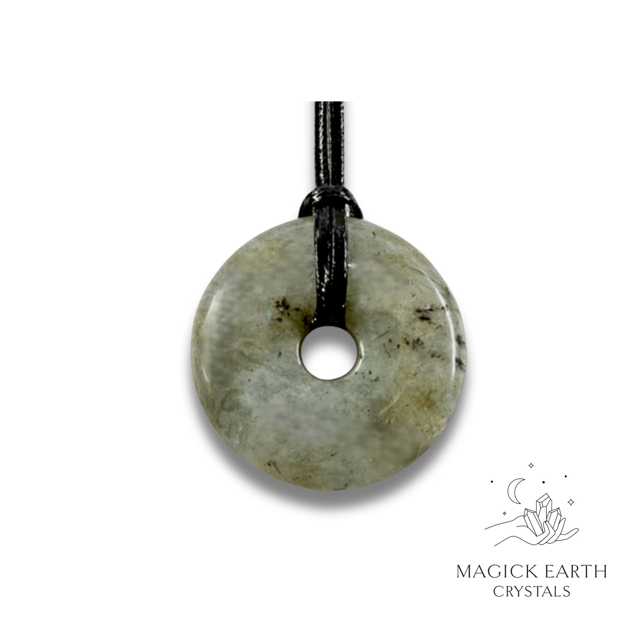 Labradorite   Donut / Pi  Pendant For Magickal Protection