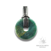 Moss Agate Donut Pi 30mm Pendant For Natural Earth Magick
