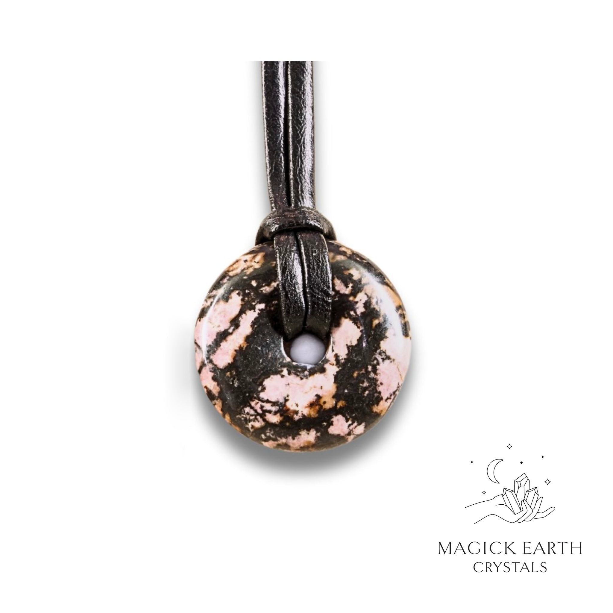 Rhodonite  Donuts Pi  Pendants For Trauma Support & Healing