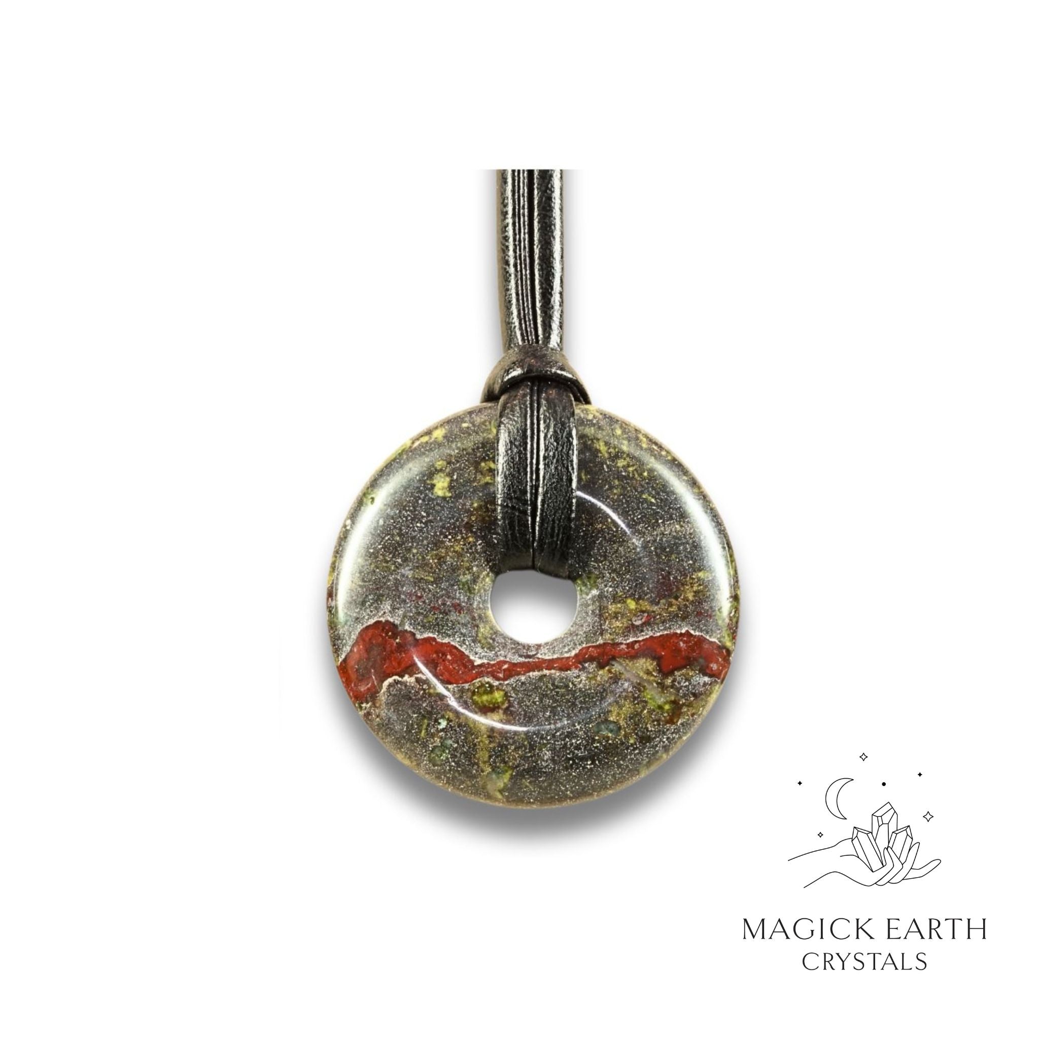 Dragons Blood Jasper  Donut Pi  Pendant For Gentle Strength