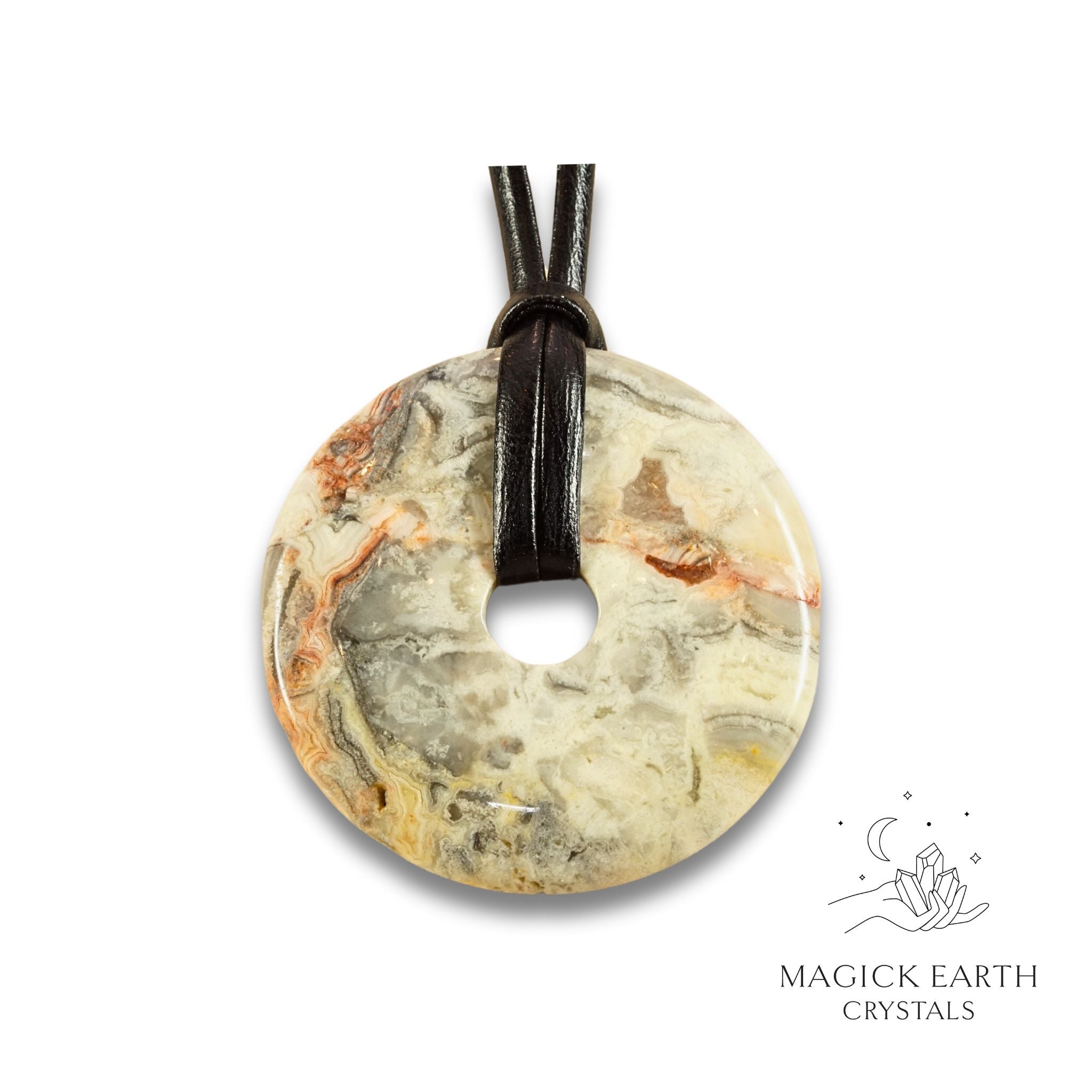 Crazy Agate Donut Pendant For Stability & Joy