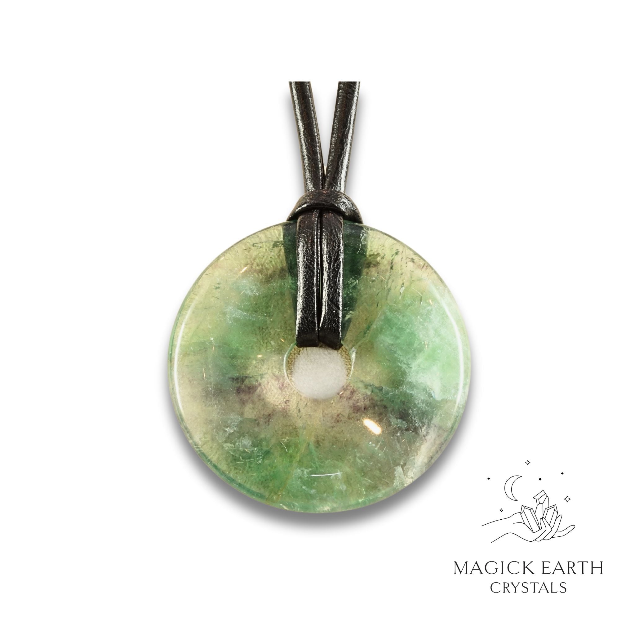 Fluorite  Donut Pi  Pendant in Sizes 50mm and 30mm For Laser Focus