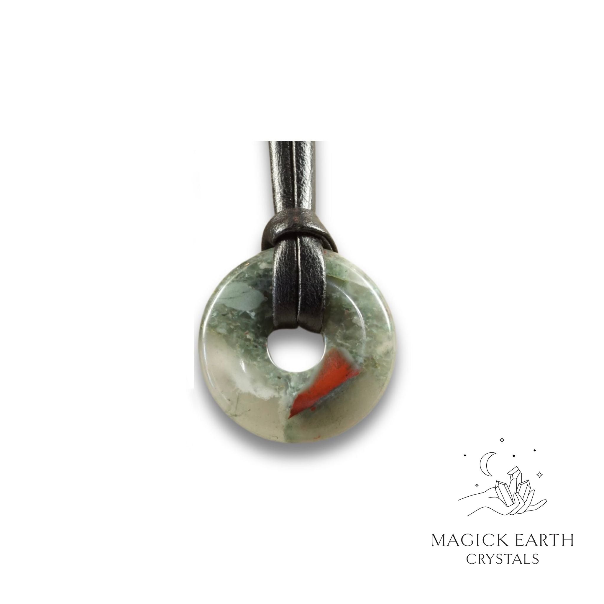 Bloodstone Donut  Pendant For Strength & Vitality
