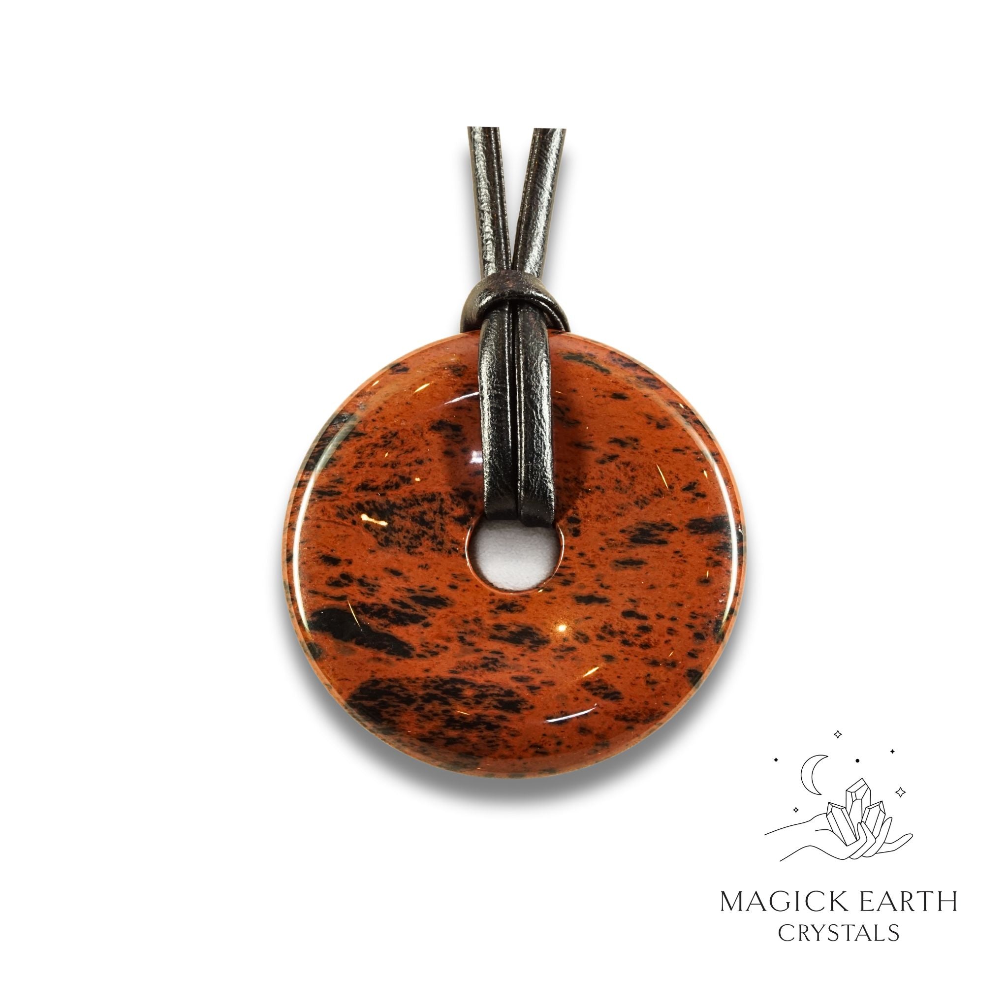 Mahogany Obsidian Donut Pi  Pendant For Gentle Power
