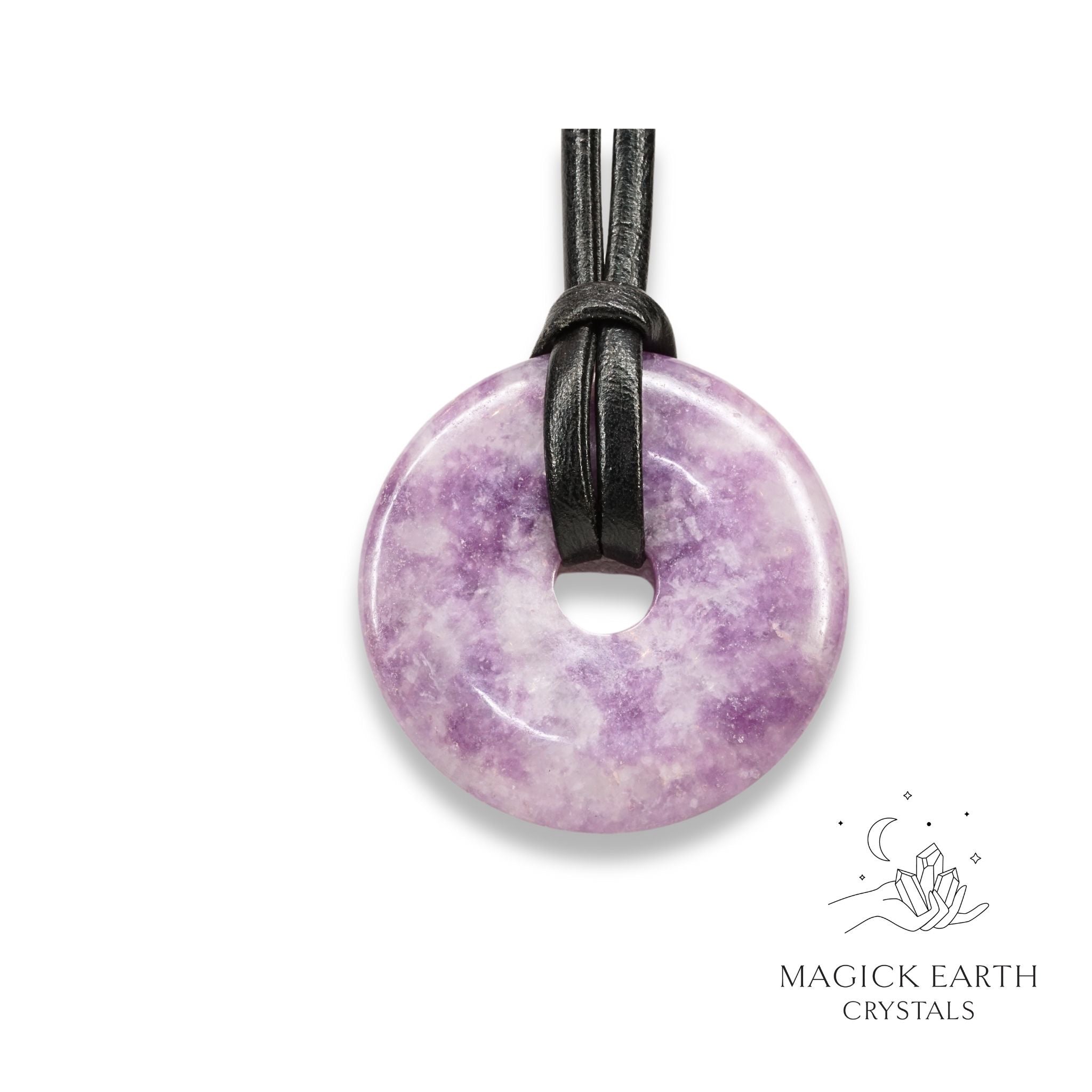 Lepidolite  Donut Pi  Pendants For Emotional Reset 50mm