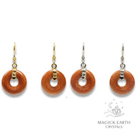 Goldstone  Donut / Pi Earrings For Ambition & Action