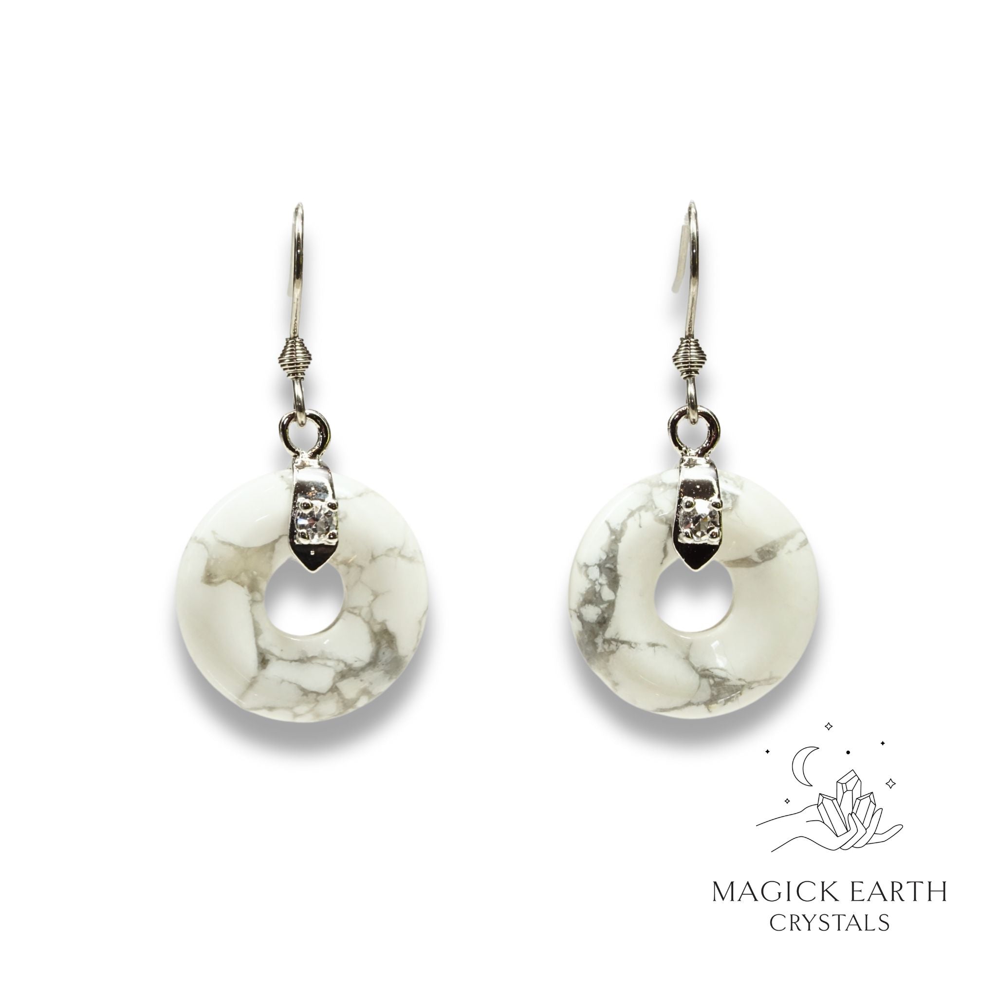 Howlite  Donut Pi Earrings  For Calm Communication