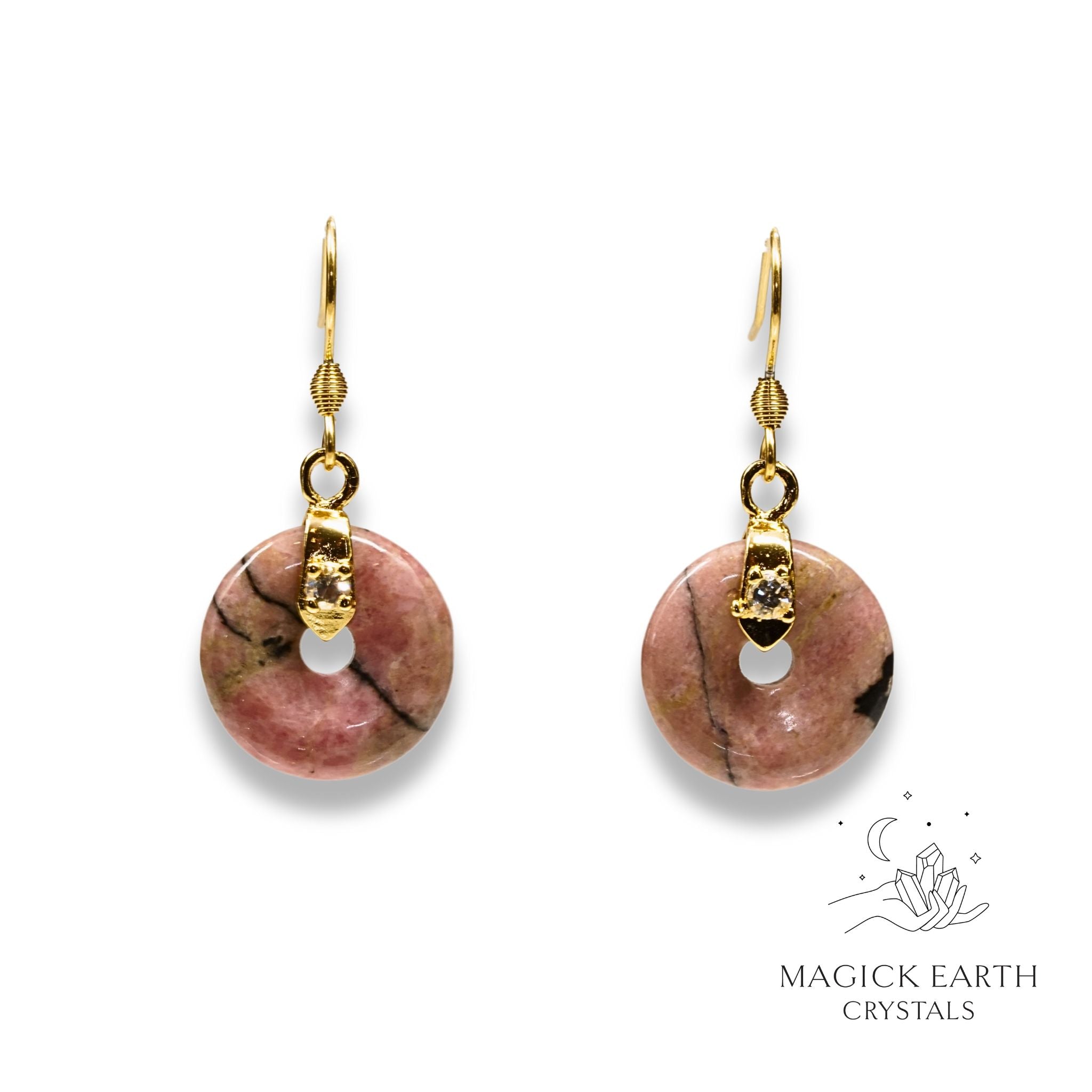 Rhodonite  Donut Pi Earrings For Trauma Support & Healing