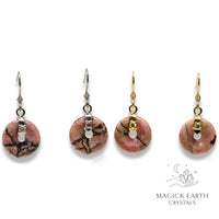 Rhodonite  Donut Pi Earrings For Trauma Support & Healing