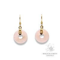 Rose Quartz  Donut Pi Earrings For Amplified Love