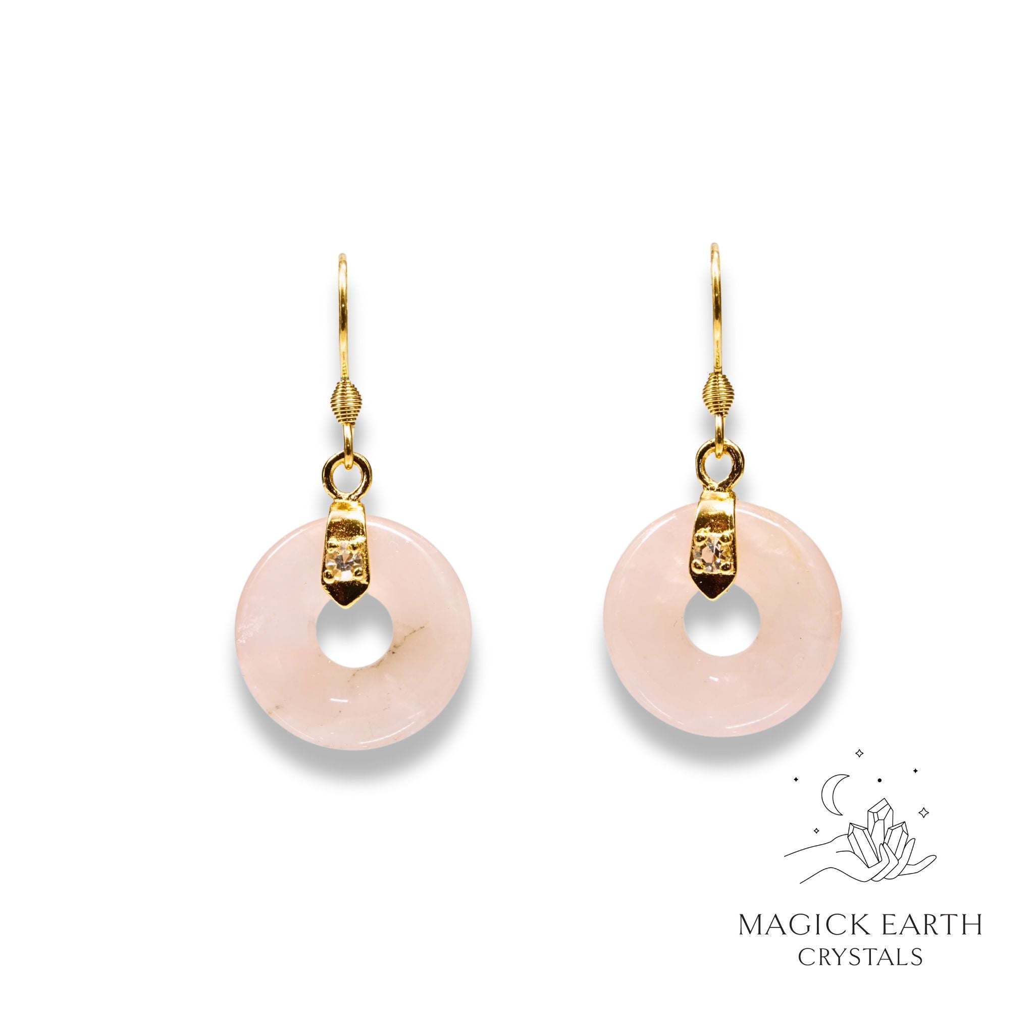 Rose Quartz  Donut Pi Earrings For Amplified Love