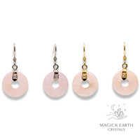 Rose Quartz  Donut Pi Earrings  For Amplified Love