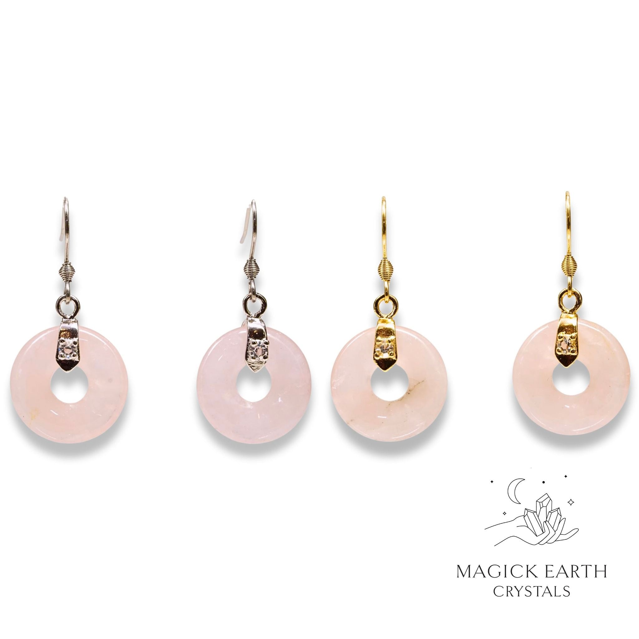 Rose Quartz  Donut Pi Earrings  For Amplified Love