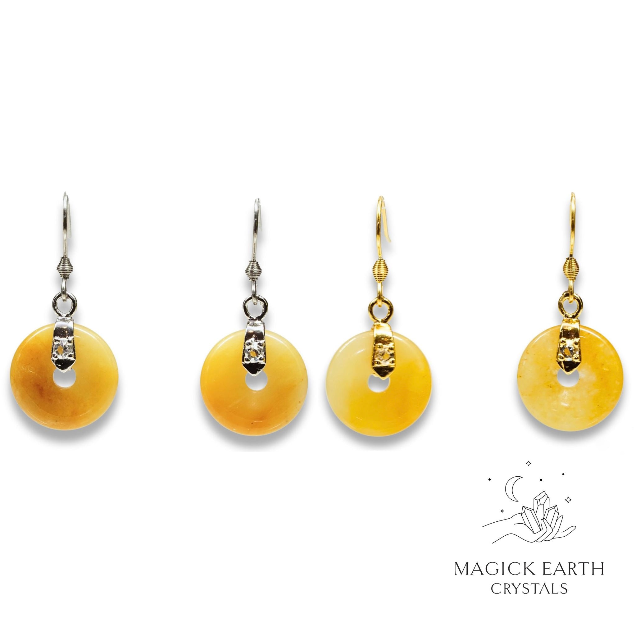 Yellow Jade   Donut / Pi Earrings For Emotional Intelligence