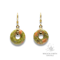 Unakite Donut / Pi Earrings For Heartfelt Grace