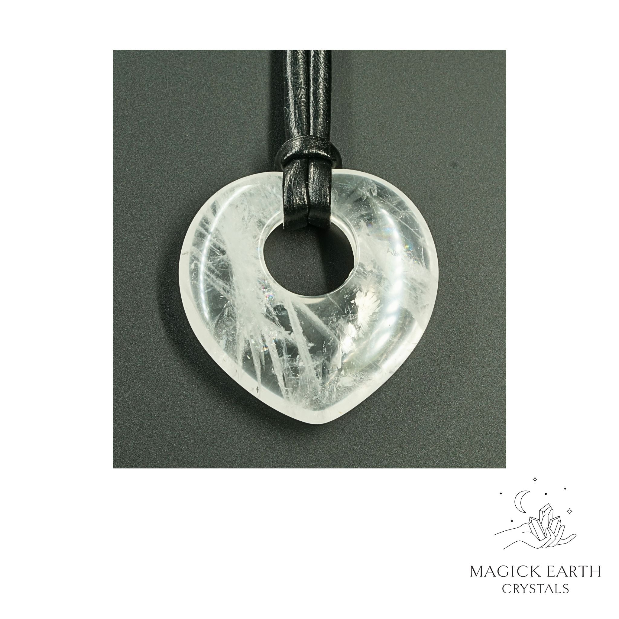 Clear Quartz Donut Heart Pendant For Amplified Insight