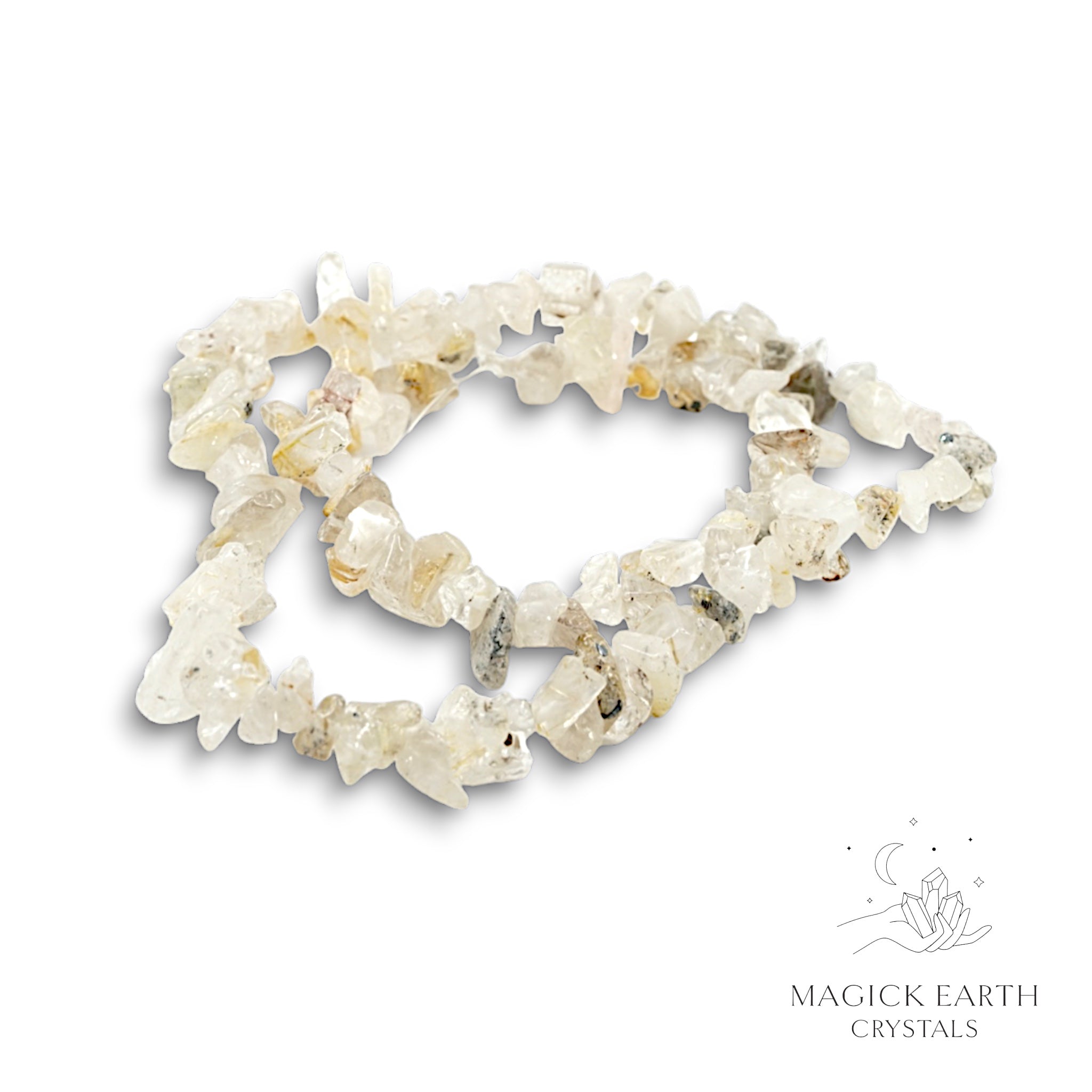 Rutilated Quartz Crystal Drilled Chips  For Amplified Focus