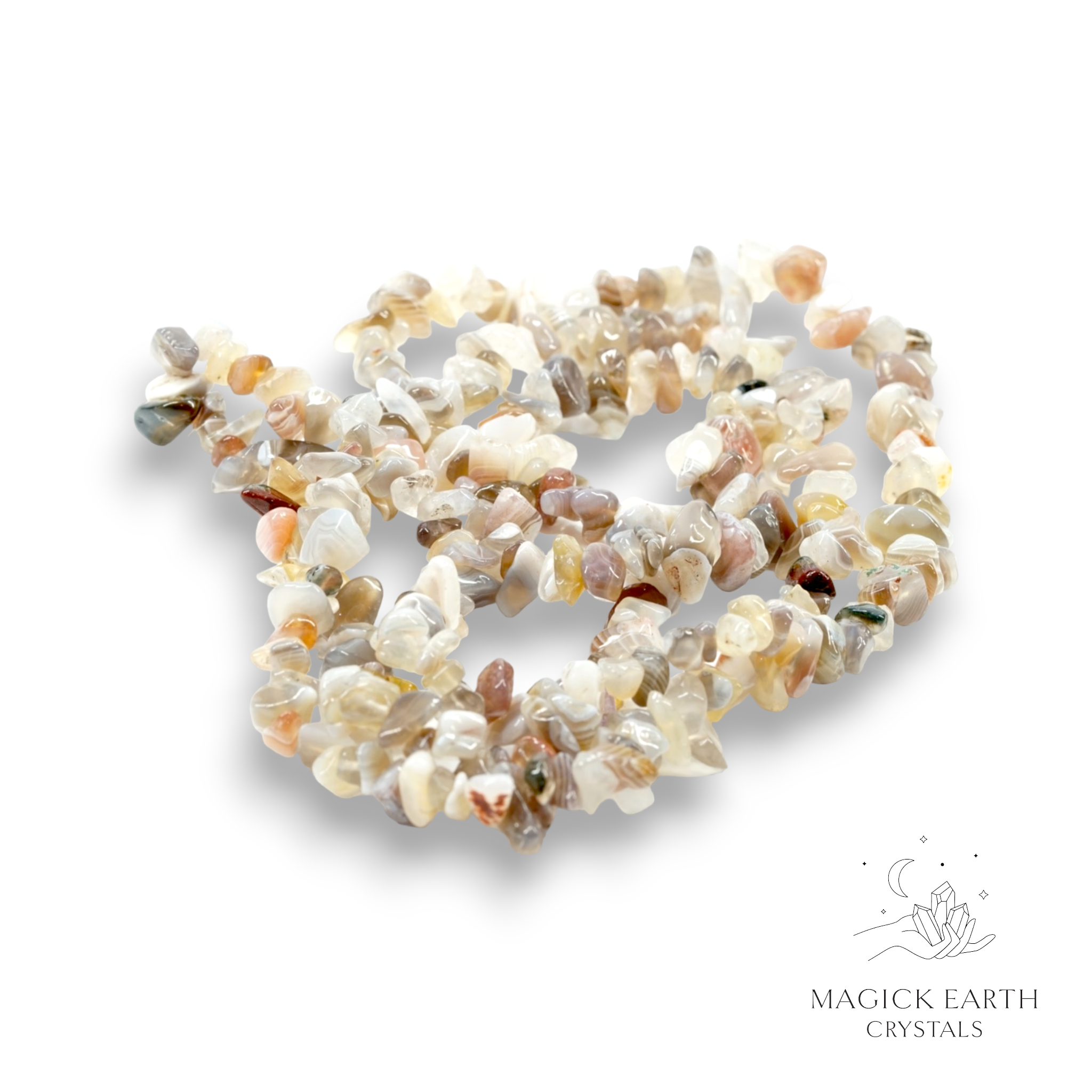 Botswana Agate  Drilled Chip Strand For Grounding & Resilience