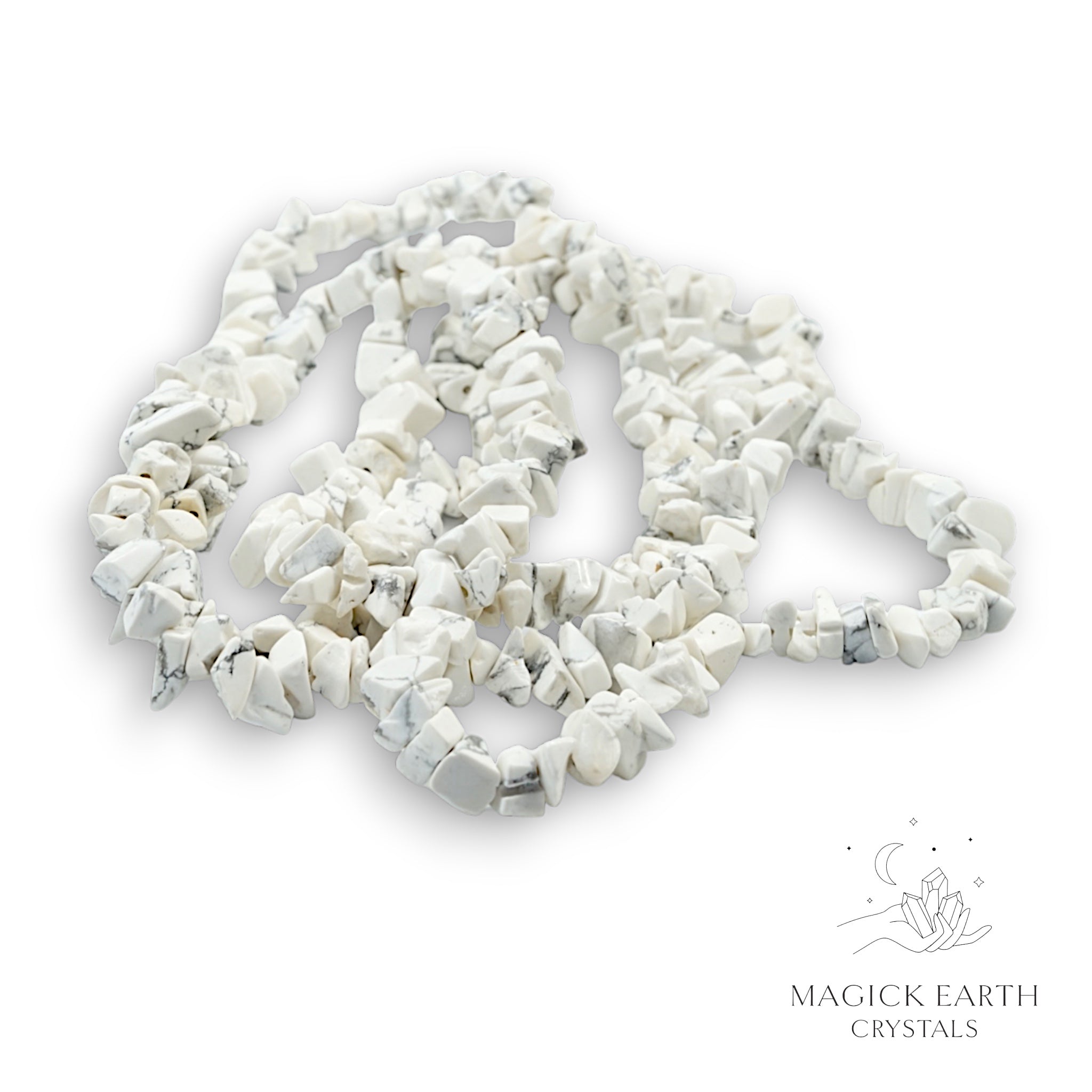 Howlite Drilled Chip Strand Small For Calm Communication