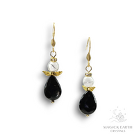 Howlite & Onyx Guardian Angel Earrings For Calm Communication