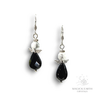 Howlite & Onyx Guardian Angel Earrings For Calm Communication