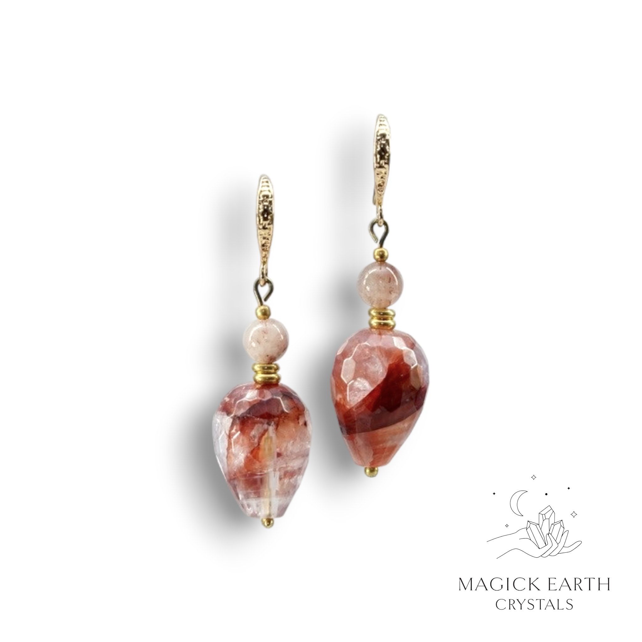 Hematoid Quartz Goddess Earrings For Amplified Logic