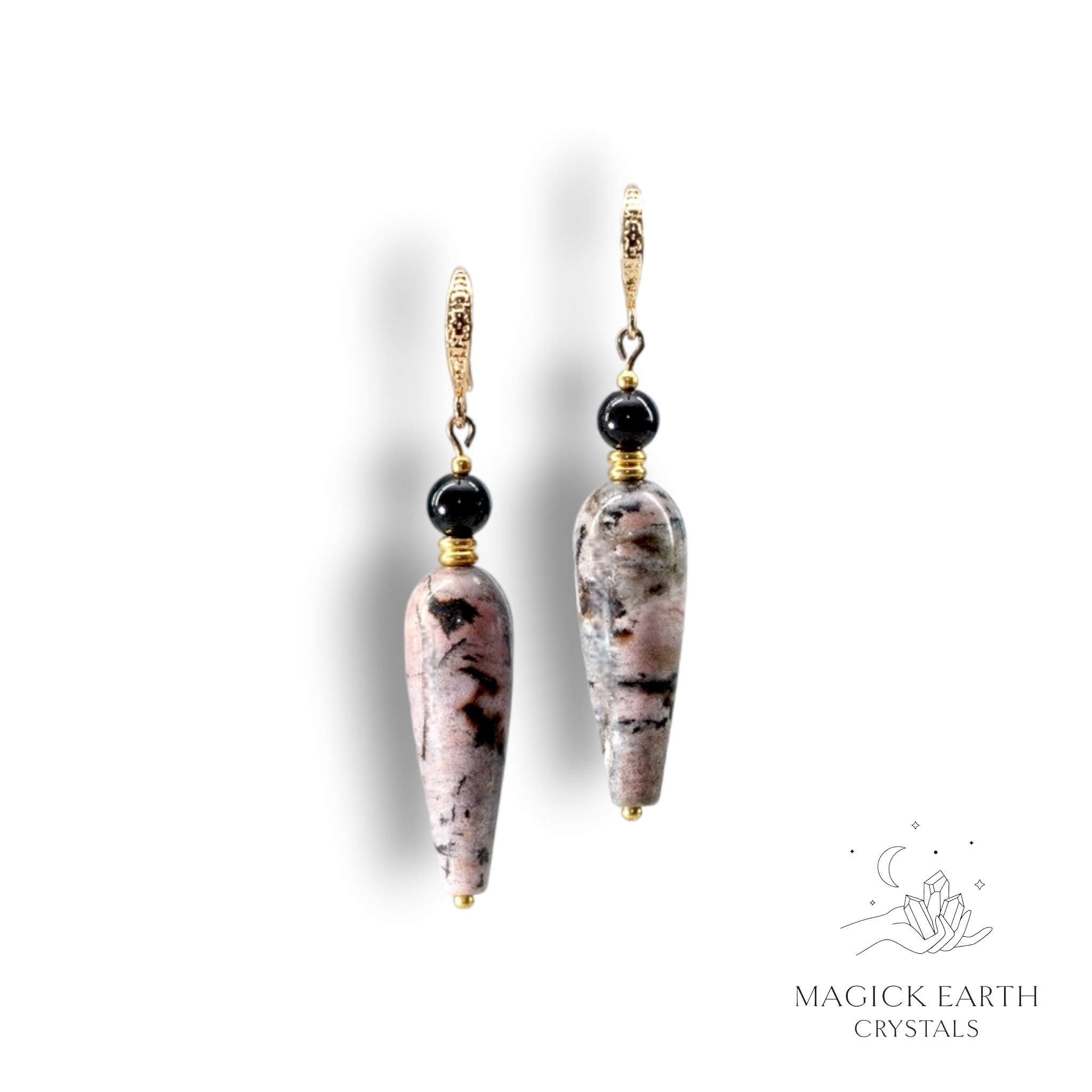 Rhodonite Goddess  Earrings  For Trauma Support & Healing