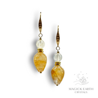 Yellow Iron Quartz / Golden Healer  Goddess Faceted Earrings  For Divine Awakening