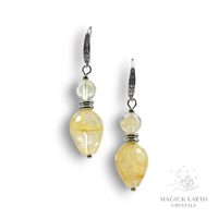Yellow Iron Quartz / Golden Healer  Goddess Faceted Earrings  For Divine Awakening