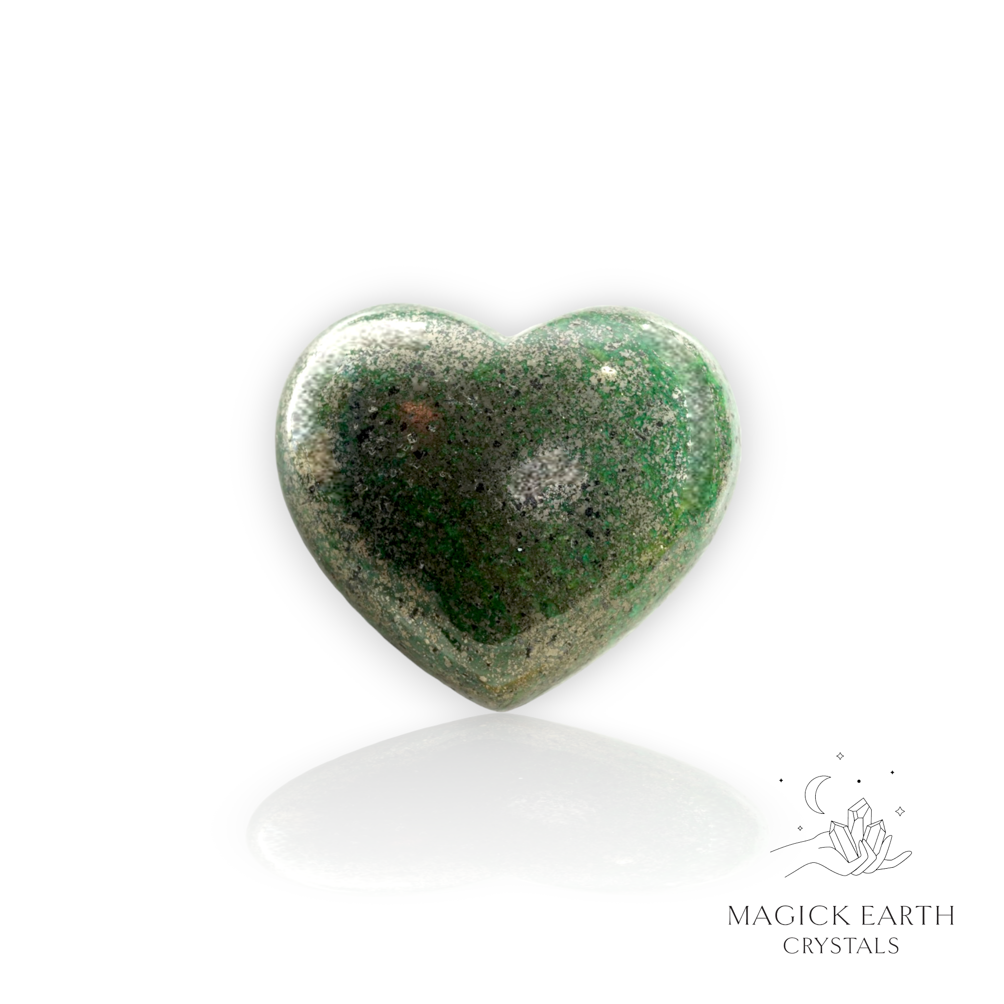 Green Pyrite (Dyed) Heart 45mm For Bold Self-Expression