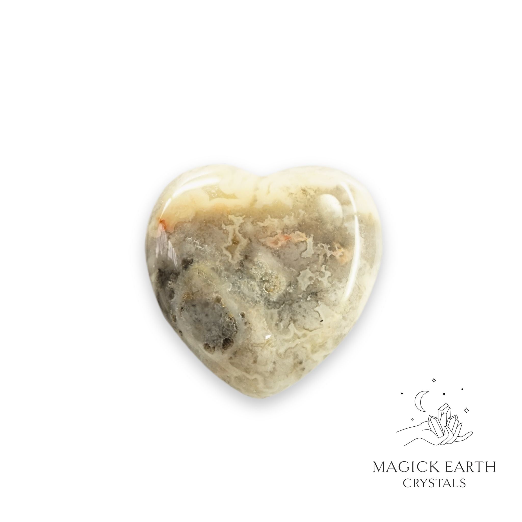 Crazy Agate Heart 25mm For Stability & Joy
