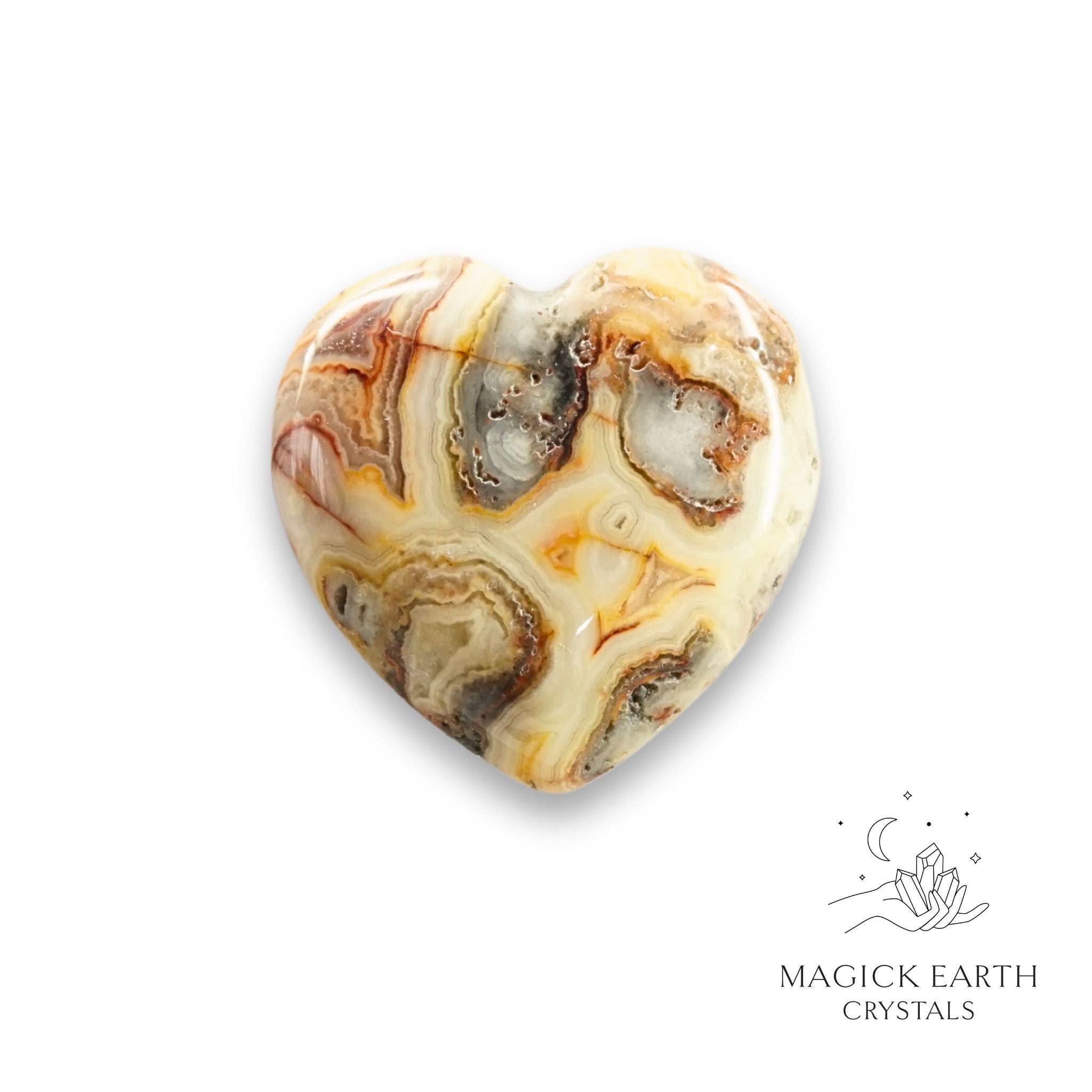 Crazy Agate Heart 25mm For Stability & Joy