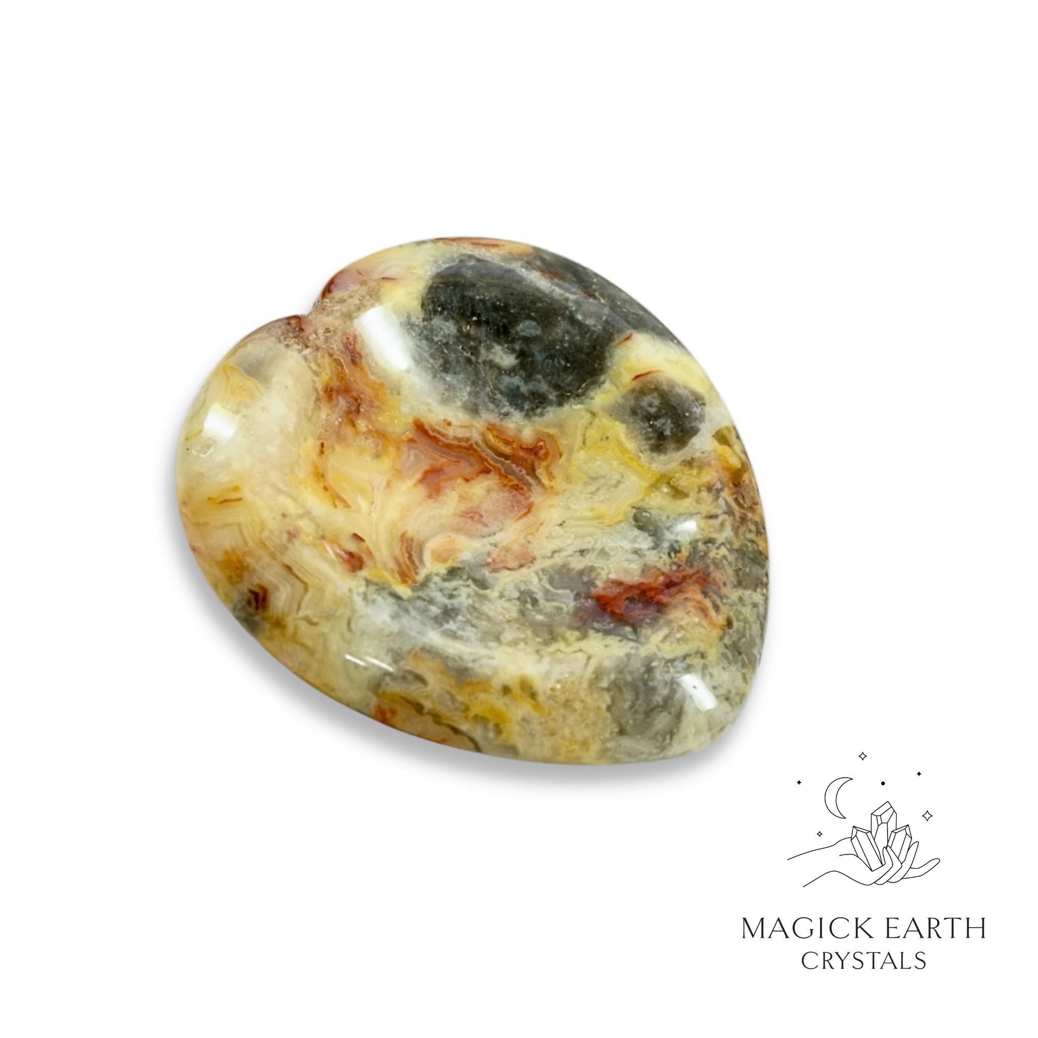 Crazy Agate  Heart Shaped Thumb Stone For Stability & Joy