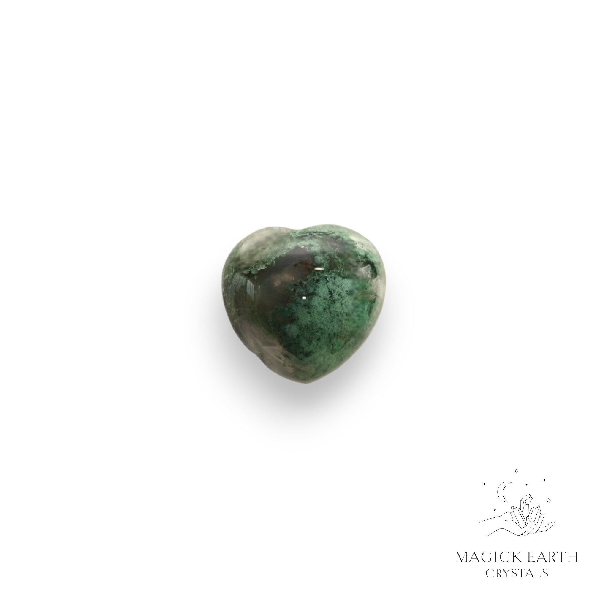 Moss Agate Tiny Heart 20mm For Natural Earth Magick