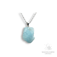 Aquamarine  Pendant with Platinum Finish Option  D For Courage & Communication