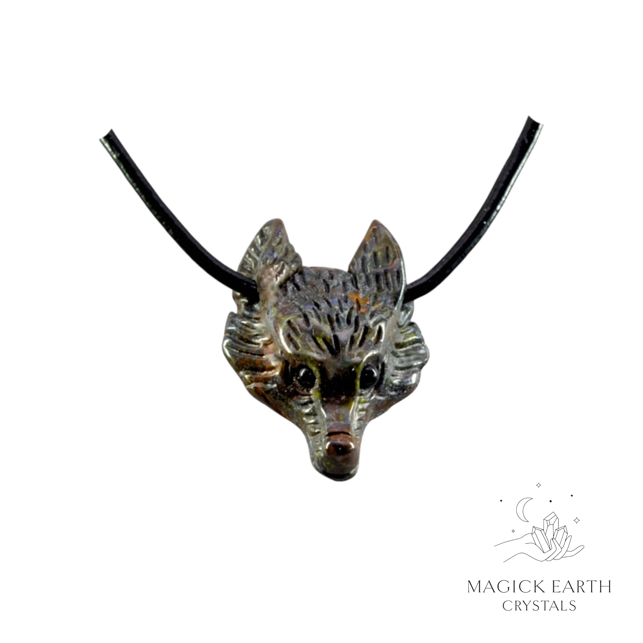 Dragons Blood Jasper Wolf Head Pendant  For Gentle Strength